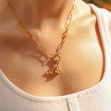 Stainless Steel Paperclip Carabiner Charm Holder Necklace: Stainless / 18"+2"