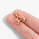 18K Gold PVD Stainless Steel Honeycomb Charm: Gold