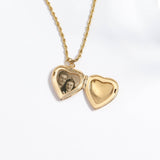 18K Gold PVD Stainless Steel Rose Heart Locket: Gold