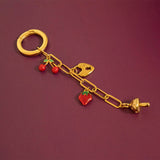 18K Gold PVD Stainless Steel Strawberry Fruit Charm: Gold