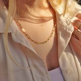 18K Gold Paperclip Chain Necklace: 18+02" / 4mm