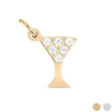 18K Gold PVD Stainless Steel CZ Martini Glass Charm: Stainless