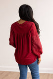 Rare Beauty Long Sleeve Top: Maroon / 3X