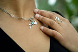 Stainless Steel Paperclip Carabiner Charm Holder Necklace: Stainless / 18"+2"