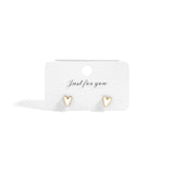 18K Gold PVD Stainless Steel White Heart Stud Earrings: Gold