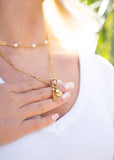 18K PVD Gold Carabiner "Faith" Paperclip Charm Necklace: Gold