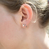 18K Gold PVD Stainless Steel White Heart Stud Earrings: Gold