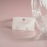 18K Gold PVD Stainless Steel White Heart Stud Earrings: Gold