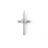 18K Gold PVD Stainless Steel Cross with Heart Charm: Gold