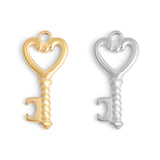 18K Gold PVD Stainless Steel Heart Key Charm: Stainless