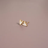 18K Gold PVD Stainless Steel White Heart Stud Earrings: Stainless