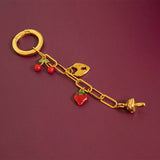 18K Gold PVD Stainless Steel Vintage Heart Lock Charm: Gold