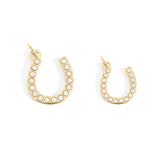 18K Gold PVD Stainless Steel Pearl Beaded Horseshoe Charm: Gold / 15mm