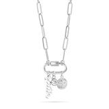 18K PVD Gold Carabiner "Faith" Paperclip Charm Necklace: Gold