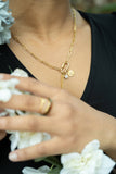 18K PVD Gold Carabiner "Dream" Paperclip Charm Necklace: Gold