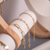 Stainless Steel Paperclip Chain Bracelet: Stainless / 7" Silver Color