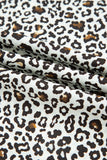 Khaki Plus Size Button V Neck Leopard Print Puff Sleeve Loose Mini Dress
