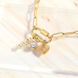 18K PVD Gold Carabiner "Love" Paperclip Charm Necklace: Gold
