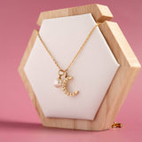 18K Gold PVD Stainless Steel Pearl Beaded Moon Charm: Gold / 15mm