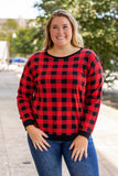 Plaid With Me Long Sleeves T-Shirt, Buffalo Plaid: RED