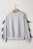 Light Grey Santa Claus Sequins Patch Ribbon Bow Detail Split Sleeve Baggy Sweatshirt
