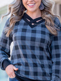 Don't Cross Me Sweatshirt, Grey Plaid: Mix Pattern / Medium