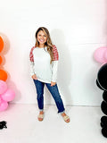 Grey Longsleeve with Red Gingham Inset: Red / S