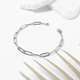 Stainless Steel Paperclip Chain Bracelet: Stainless / 7" Silver Color