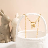 18K PVD Gold Carabiner "Faith" Paperclip Charm Necklace: Gold