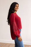 Rare Beauty Long Sleeve Top: Maroon / 3X