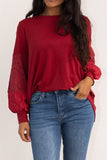 Rare Beauty Long Sleeve Top: Maroon / 3X