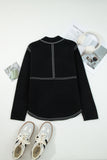 Black Bomber Contrast Trim Snap Button Long Sleeve Cardigan