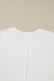 White Plus Size Exposed Seam Detail Contrast Dot Floral Patchwork Sleeve Sweatshirt