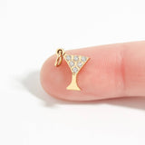 18K Gold PVD Stainless Steel CZ Martini Glass Charm: Stainless