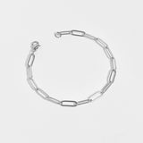 Stainless Steel Paperclip Chain Bracelet: Stainless / 7" Silver Color