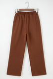 Coffee Leopard Drawstring Winter Fleece Pants