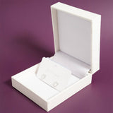 18K Gold PVD Stainless Steel White Heart Stud Earrings: Gold