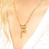 18K PVD Gold Carabiner "Dream" Paperclip Charm Necklace: Gold