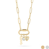 18K PVD Gold Carabiner "Love" Paperclip Charm Necklace: Gold