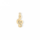 18K Gold PVD Stainless Steel Treble Clef Music Charm / PDL0077: Stainless