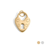 18K Gold PVD Stainless Steel Vintage Heart Lock Charm: Gold