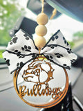 Bulldogs Back to School Spirit Mascot Car Charm Bag Charm: Red/Black Plaid