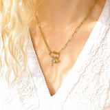 18K PVD Gold Carabiner "Love" Paperclip Charm Necklace: Gold