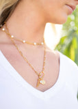 18K PVD Gold Carabiner "Faith" Paperclip Charm Necklace: Gold