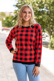 Plaid With Me Long Sleeves T-Shirt, Buffalo Plaid: RED