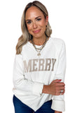 White MERRY Letter Pattern Christmas Raglan Sleeve Sweater