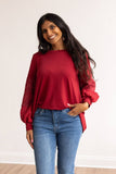Rare Beauty Long Sleeve Top: Maroon / 3X