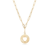 18K Gold PVD Stainless Steel Sunburst Heart Paperclip Pendant Necklace / CHN9969: Gold