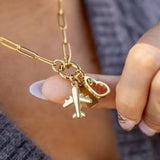 Stainless Steel Paperclip Carabiner Charm Holder Necklace: Gold / 16"+2"