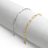 Stainless Steel Paperclip Chain Bracelet: Stainless / 7" Silver Color